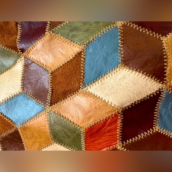 Hobo boho patchwork hippie purse 13x23 vinyl but so soft, only used one time. - Picture 2 of 6